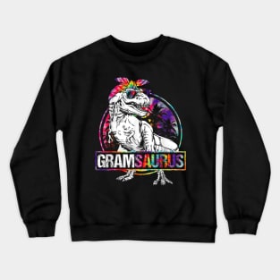 Gramsaurus Dinosaur Gram Saurus Family Matching Tie Dye Crewneck Sweatshirt